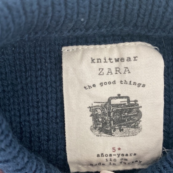 Zara boys size 5 blue sweater - Picture 2 of 2